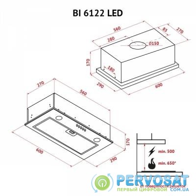 Вытяжка кухонная PERFELLI BI 6122 IV LED