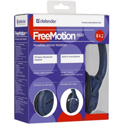 Наушники Defender FreeMotion B520 Bluetooth Blue (63522)