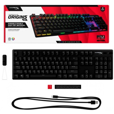 Клавіатура механічна HyperX Alloy Origins PBT 104key, Red, USB-A, EN/RU, RGB, чорний