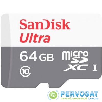Карта памяти SANDISK 64GB microSD class 10 Ultra Light (SDSQUNR-064G-GN3MN)