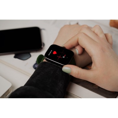 Смарт-годинник 2E Alpha SQ Music Edition 46мм, 1.78", 368x448, AMOLED, BT 5.2, Чорно-зелений + ремінець сірий