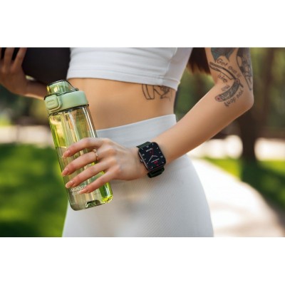 Смарт-годинник 2E Alpha SQ Music Edition 46мм, 1.78", 368x448, AMOLED, BT 5.2, Чорно-зелений + ремінець сірий