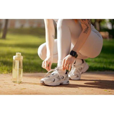 Смарт-годинник 2E Alpha SQ Music Edition 46мм, 1.78", 368x448, AMOLED, BT 5.2, Чорно-зелений + ремінець сірий