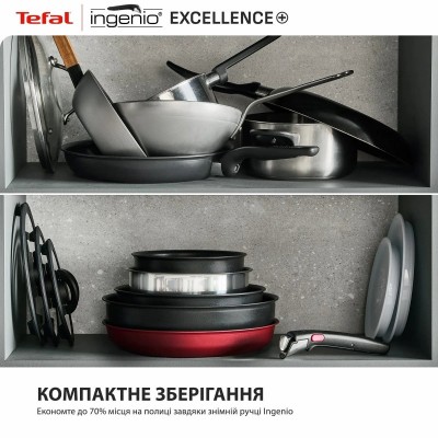 Набір посуду Tefal Ingenio Excellence+, 13 предметів, алюміній, нержавіюча сталь, бакеліт, чорний