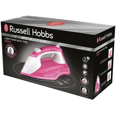 Праска Russell Hobbs Light &amp; Easy Pro, 2600Вт, 240мл, паровий удар -130гр, постійна пара - 40гр, керам. підошва, біло-рожевий