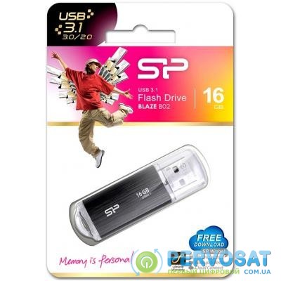 USB флеш накопитель Silicon Power 16GB Blaze B02 Black USB 3.0 (SP016GBUF3B02V1K)