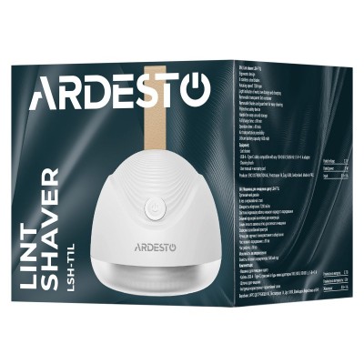 Машинка для видалення катишків ARDESTO, 7200 обертів на хв, велика площа лез, 90 хв. роботи на одному заряді, підсвітка, USB-C > USB-A, білий