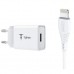 Зарядное устройство T-PHOX Mini 12W 2.4A + Lightning cable 1.2m (White) (Mini(W)+Lightning)