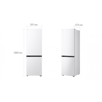 Холодильник LG з нижн. мороз., 186x60х68, холод.відд.-220л, мороз.відд.-113л, 2дв., E, NF, інв., диспл внутр., зона св-ті, білий