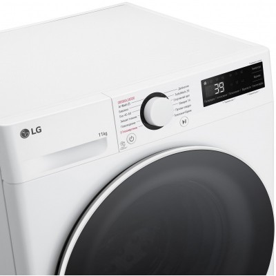 Пральна машина LG фронтальна, 11кг, 1400, A, 57см, дисплей, пара, інвертор, білий