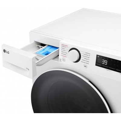 Пральна машина LG фронтальна, 11кг, 1400, A, 57см, дисплей, пара, інвертор, білий