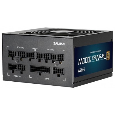 Блок живлення Zalman TERAMAX (1000W) >90%, 80+ Gold, 120mm, 1xMB 24pin(20+4)+10pin, 2xCPU 8pin(4+4), 3xMolex, 12xSATA, 6xPCIe 8pin(6+2), Fully Modular