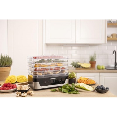 Сушарка для продуктів Gorenje 230Вт, піддонів - 5x2.8см, діаметр - 29см, макс - 75°С, електр.упр,білий