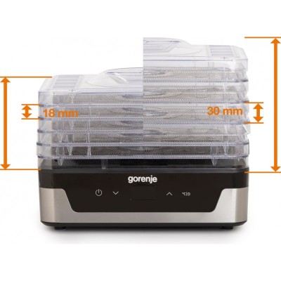 Сушарка для продуктів Gorenje 230Вт, піддонів - 5x2.8см, діаметр - 29см, макс - 75°С, електр.упр,білий