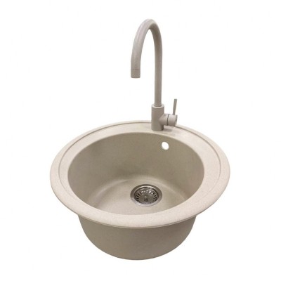 Мийка кухонна Adamant Sun, штучний камінь, кругла, без крила, 510x200мм, чаша - 1, врізна, Avena Мийка кухонна Adamant Sun, штучний камінь, кругла, без крила, 510x200мм, чаша - 1, врізна, Avena