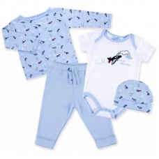 Набір дитячого одягу Luvena Fortuna для хлопчиків: чоловічок, штанці, кофточка і шапочка (F7763.B.6-9) Набір дитячого одягу Luvena Fortuna для хлопчиків: чоловічок, штанці, кофточка і шапочка (F7763.B.6-9)