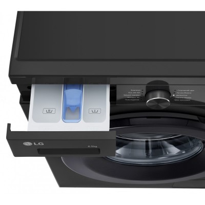 Пральна машина LG фронтальна, 6.5кг, 1200, В, 44см, дисплей, пара, інвертор, чорний