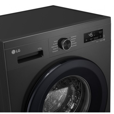 Пральна машина LG фронтальна, 6.5кг, 1200, В, 44см, дисплей, пара, інвертор, чорний
