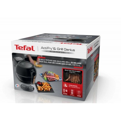 Мультипіч Tefal ActiFry & Grill Genius, 1500Вт, чаша-4л, сенсорне керув., підкл. до смартфону, авто перемішування, пластик, чорно-золотий