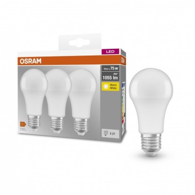 Набір ламп 3шт OSRAM LED E27 10Вт 2700К 1055Лм A60