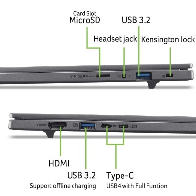 Ноутбук Acer Aspire 16 A16-61M 16" WUXGA+ OLED, AMD R5-330, 16GB, F1TB, UMA, Lin, сірий