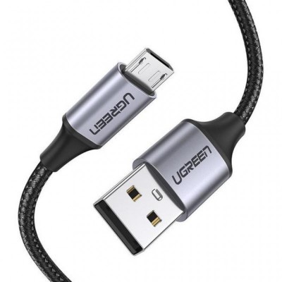 Дата кабель USB 2.0 AM to Micro 5P 1.0m US290 Aluminum Braid Black UGREEN (60146)