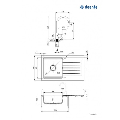 Набір для кухні Deante Zorba, гранітна мийка ZQZ_7113 + зміш. BEN_762M, пісок