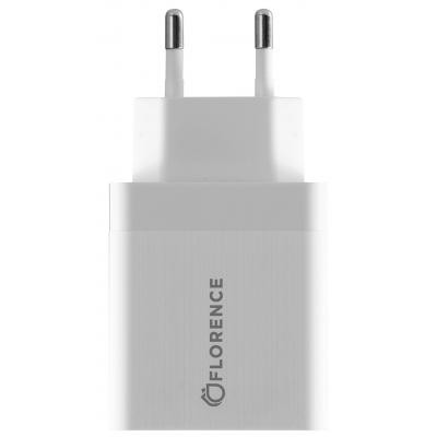 Зарядний пристрій Florence 1USB QC 3.0 + microUSB cable White (FL-1050-WM)