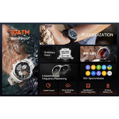 Смарт-годинник Mibro GS Explorer 48мм, 1.32", 466x466, AMOLED, BT 5.3, Dual-band GPS, 10 ATM, насичений зелений